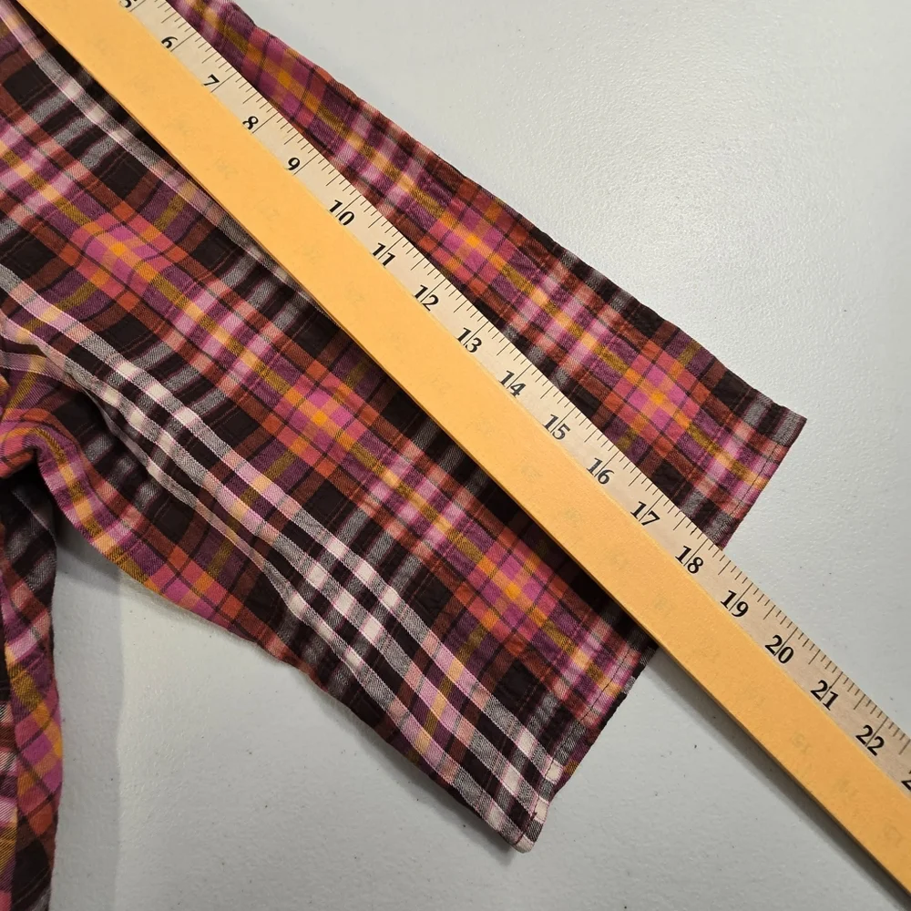 Ulla Popken 1X (16/18) Women's Plaid Button-Down Shirt  Light Weight - Picture 6 of 9